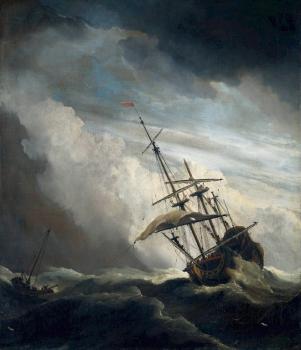 小威廉 凡 德 維爾德 Ship in High Seas Caught by a Squall